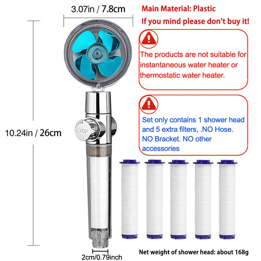 High Pressure Shower Head with One-click Stop Handheld Shower Head with Filters Water Saving Spray Hotel Bathroom Accessories