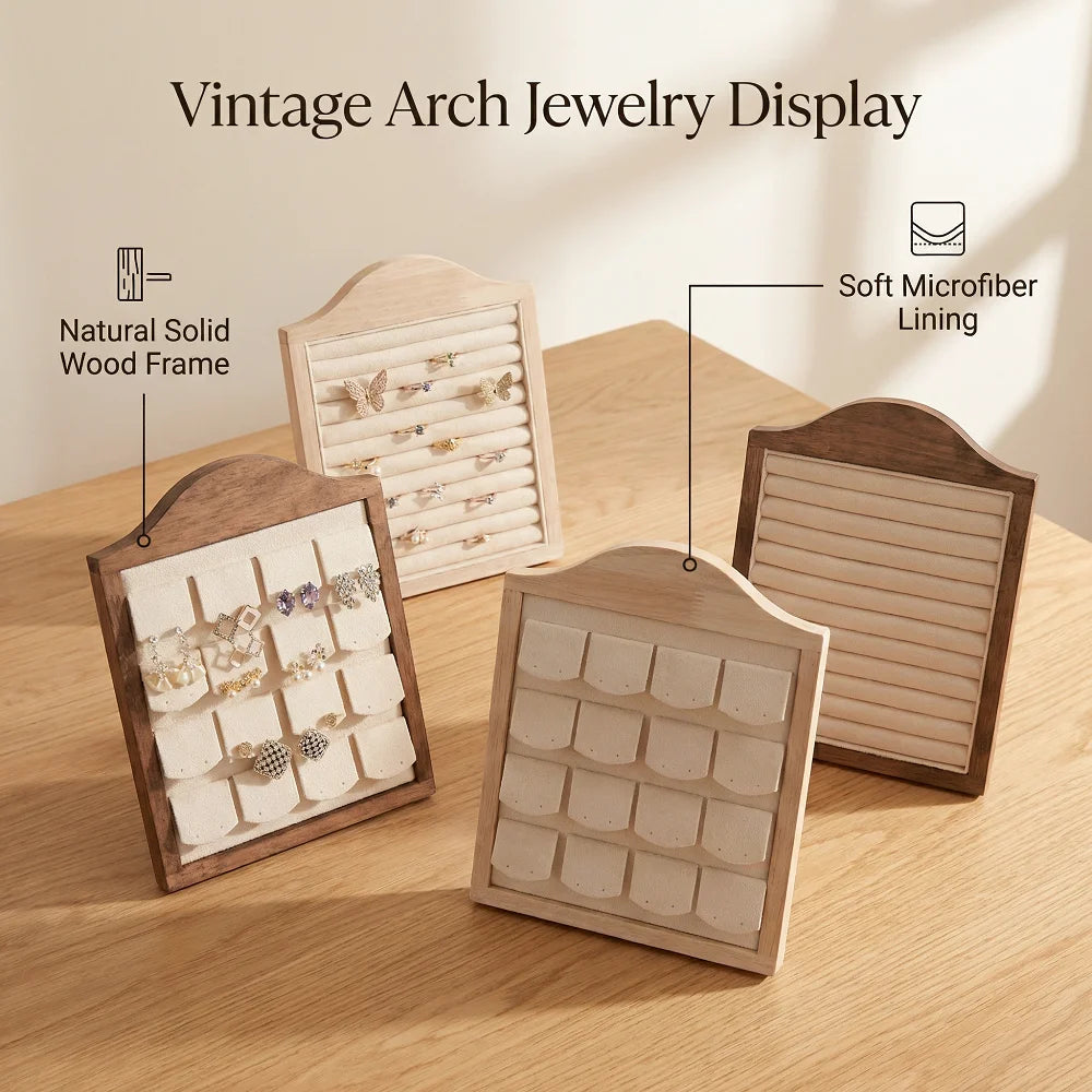 1 Pcs Wood Earrings Ring Photo Frame Jewelry Display Stand Jewelry Rack Velvet Jewelry Storage Tray Store Counter Props Show