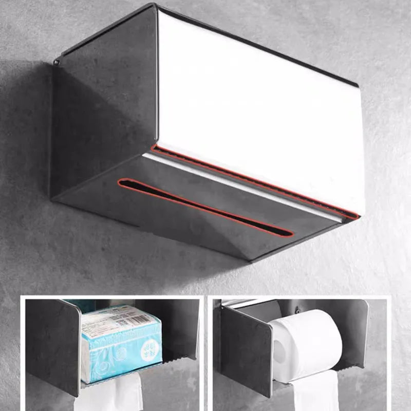 Toilet Paper Box phone Holder Gold Stainless Steel Roll Paper Rack Waterproof Paper Towel Holder Bathroom Black Tissue Box