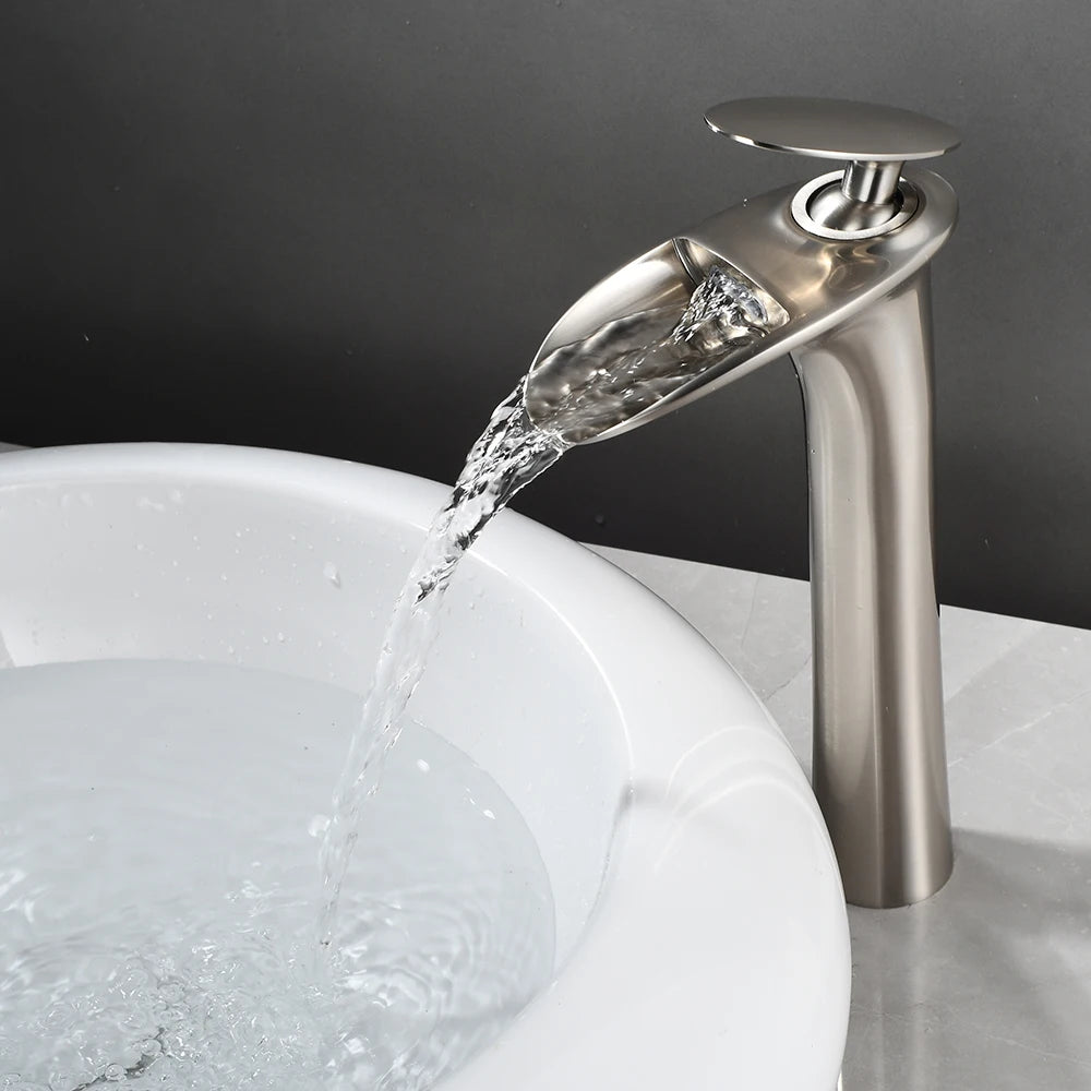 Basin Faucets Modern White Bathroom Faucet Waterfall faucets Single Hole Cold and Hot Water Tap Basin Faucet Mixer Taps 855924