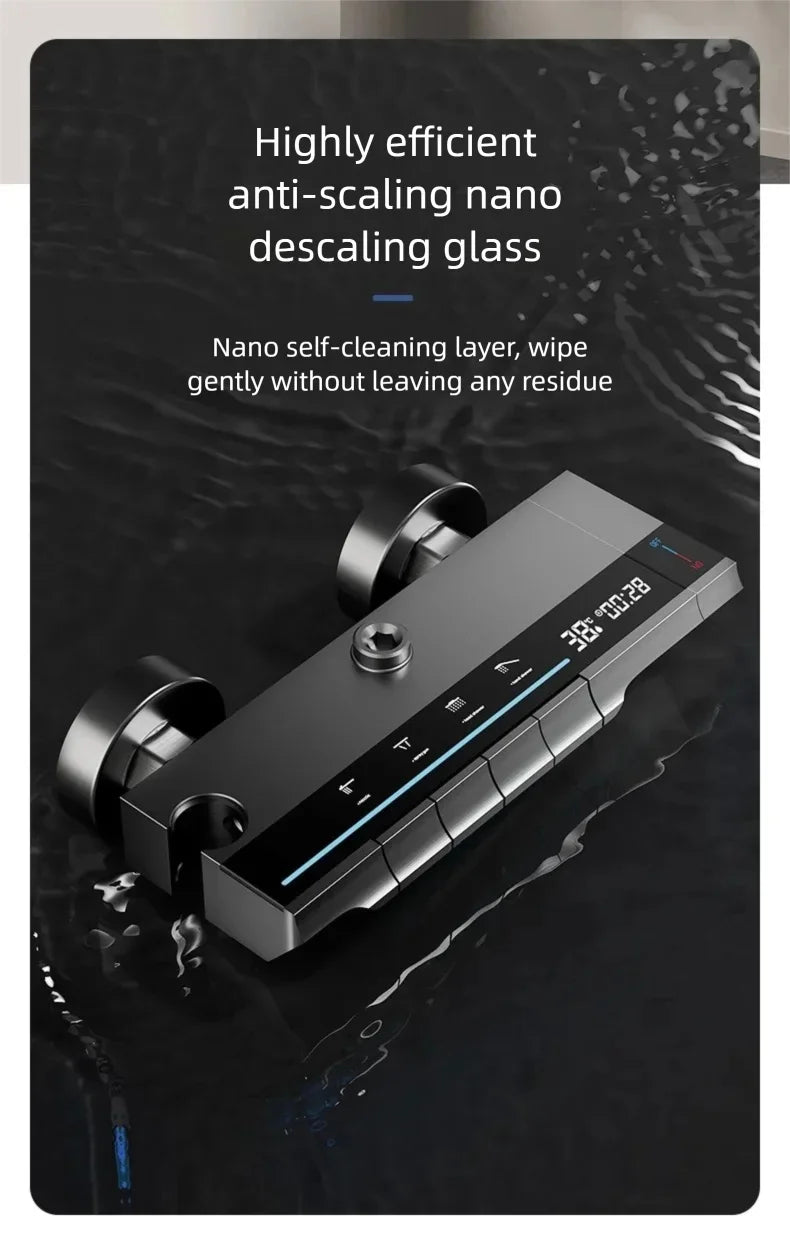 Multifunctional Aluminum Shower Set Household Hot and Cold Water Digital Display Pressurized Shower System Set Bathtub Faucet