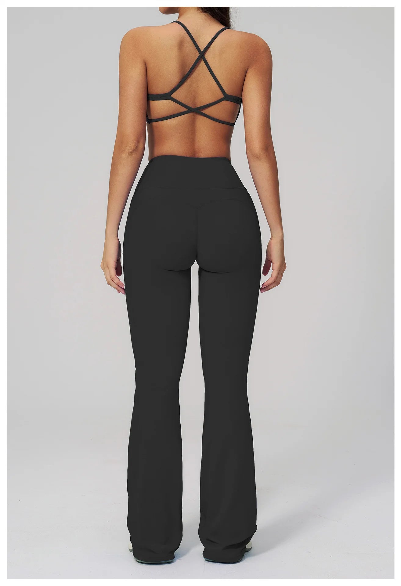 2PCS Flared Pants Yoga Set Women's Tracksuits Gym Fitness Outfits Sports Sets Female Shockproof Sports Bra Yoga Workout Clothes