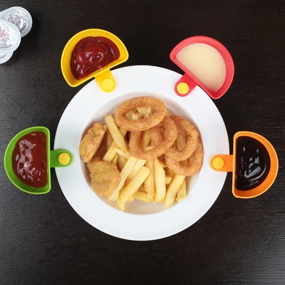 Colorful Dip Clip Bowls Clip-On Plastic Spices Dip Container Bowl Kitchen Gadgets Multi-Purpose Dipping Sauce Cups Kitchen