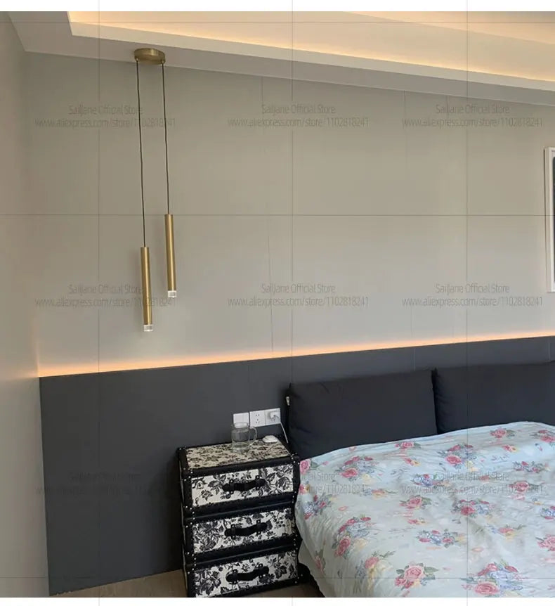 Modern LED Long Pendant Light  Kitchen Ceiling Lamp Bedroom Bedside Lamp Dining Counter Decoration Chandelier Indoor Lighting