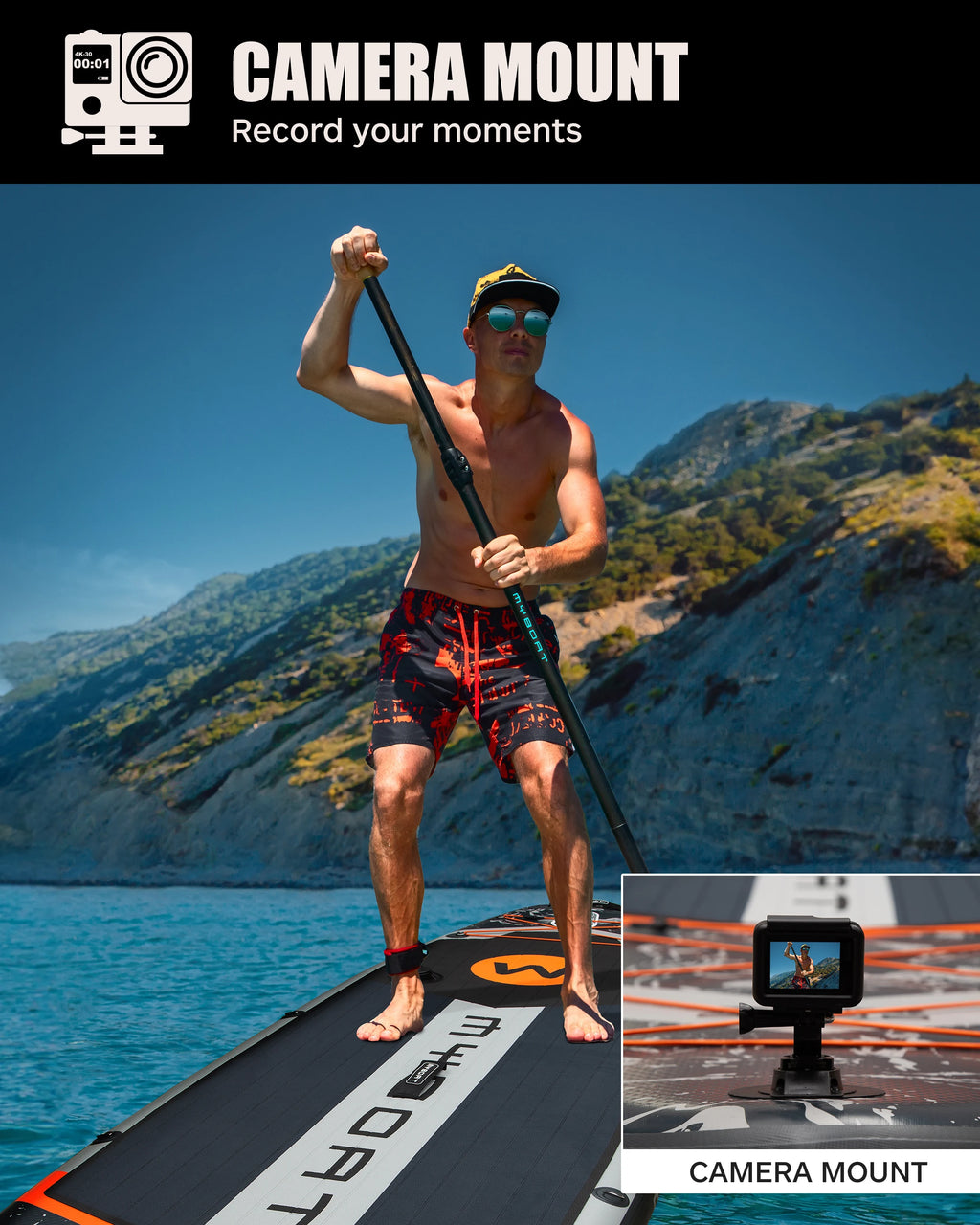 Myboat BASS HUNTER Grey SUB Waterproof Inflatable Paddle Board 11'6''x35''x6'' Aquatic Fishing With Accessories SUP сапборд