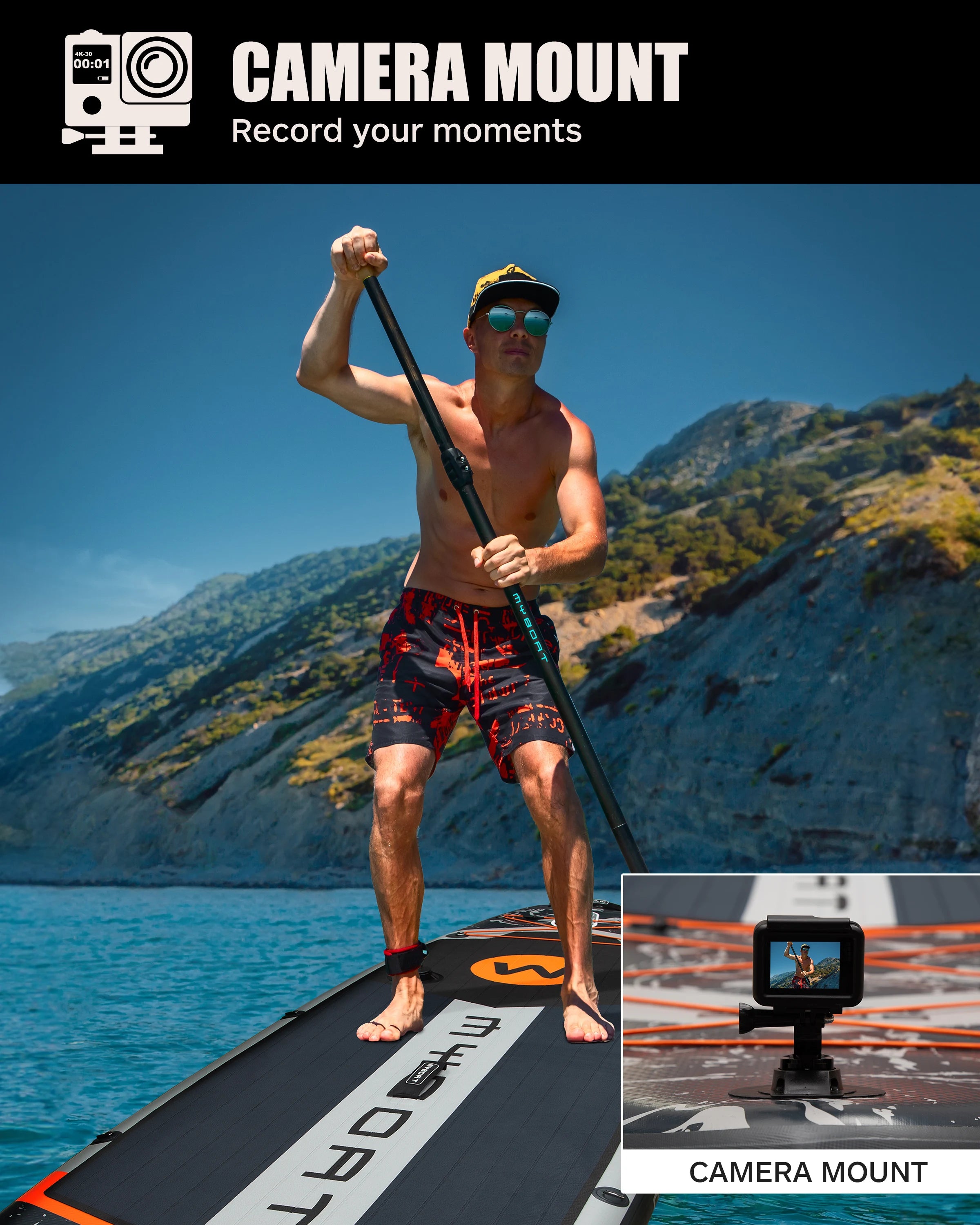 Myboat BASS HUNTER Grey SUB Waterproof Inflatable Paddle Board 11'6''x35''x6'' Aquatic Fishing With Accessories SUP сапборд