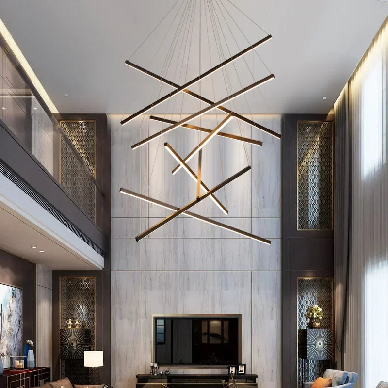 Modern LED Ceiling Chandelier Stair Living Room Pendant Lamp Kitchen Hall Hanging Light Indoor Home Decoration Lighting Fixture