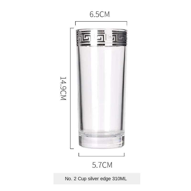 Phnom Penh Silver Rim European Glass Brandy Champagne Glasses Tall Wine Glasses Crystal Wine Glasses Table Household Glasses