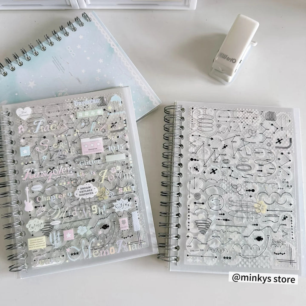 Original 32 Sheets PET Transparent Sticker Book Korean Scrapbooking Stickers For Journal Hand Book  Stationery