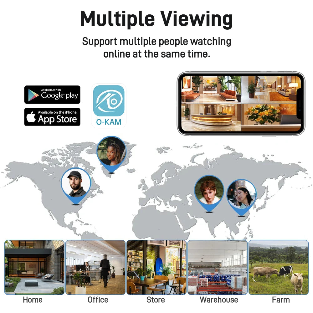4-Screen 4G Solar Security Camera 20MP PTZ Outdoor Cam with AOV Mode 5X Zoom 12000mAh Battery Wireless CCTV Surveillance O-kam
