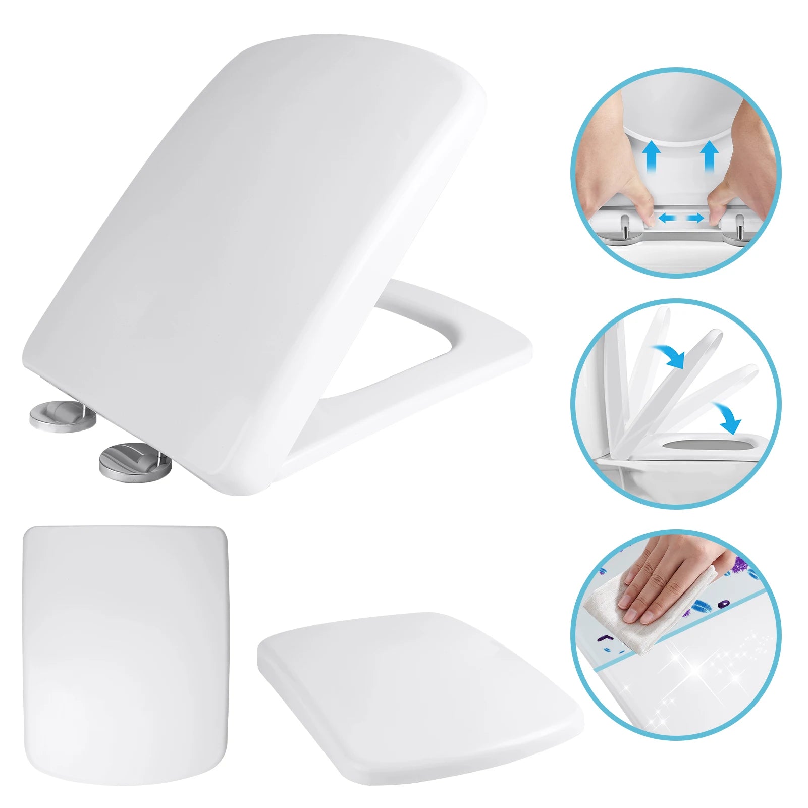 Toilet Seats with Slow Close Hinges Cover Toilet Accessory Portable Slow Down Seat Cover Bathroom Fixture Toilet Parts