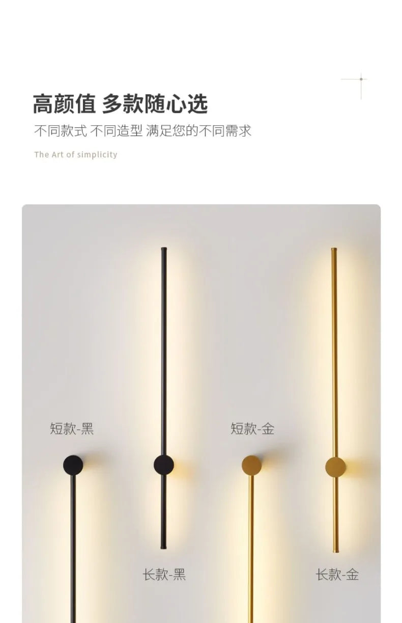 Remote Control Dimmable Wall Light, Plug-in Rotating LED Bar Lamp for Home Office Restaurant, Black/Gold/White, 60/80/100cm