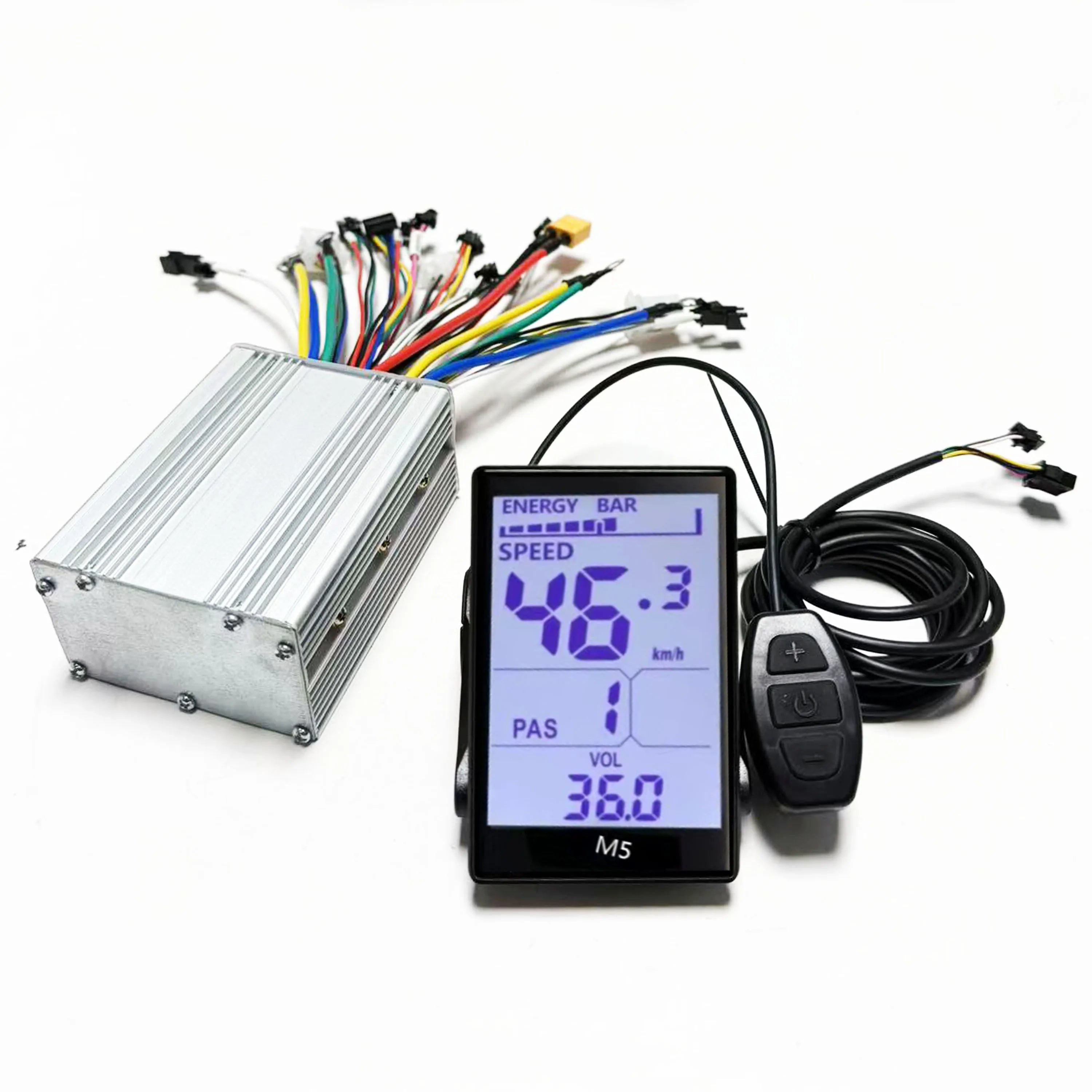 Sine Wave Dual Drive Brushless Motor Controller 25A+25A 500W+500W 36V 48V with M5 LCD Display UART No.2 for Two Motor e-bike