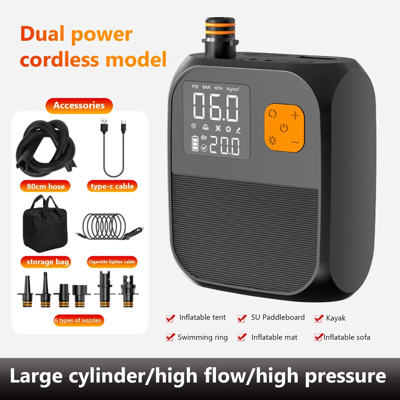 Electric Paddle Board Pump Rechargeable SUP Pump Portable Electric Pump for Paddle Board Inflatable Boats