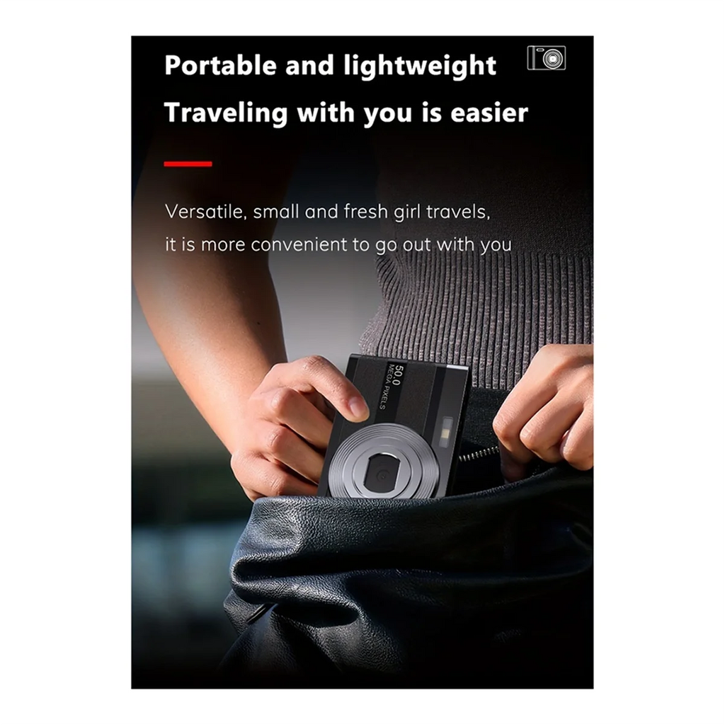 -ABDH HD Digital Camera Mini Student Activity CCD Selfie Card Camera 50 Million Pixels 2.2 Inch Display For Travel