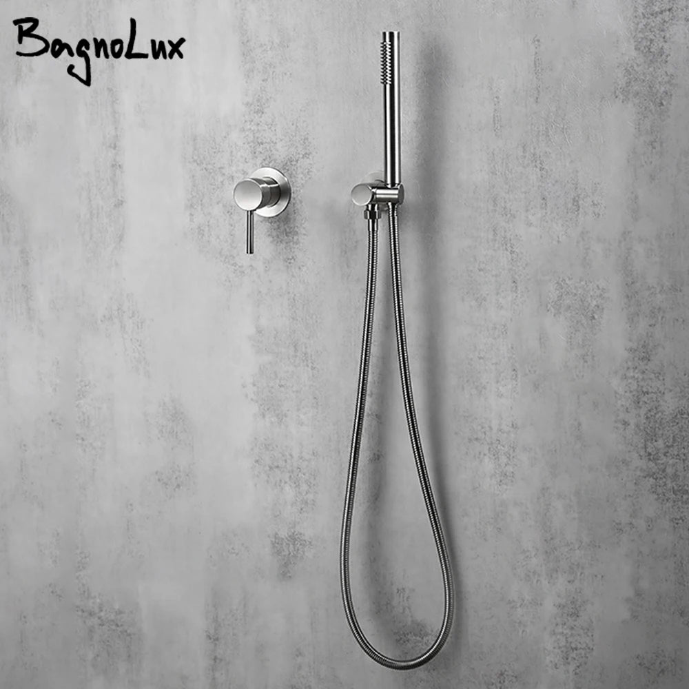 Handheld Bathroom Shower System Brushed Gold Hot And Cold Water Bathtub Mixer Single Handle & Shower Holder Separately Tap Set