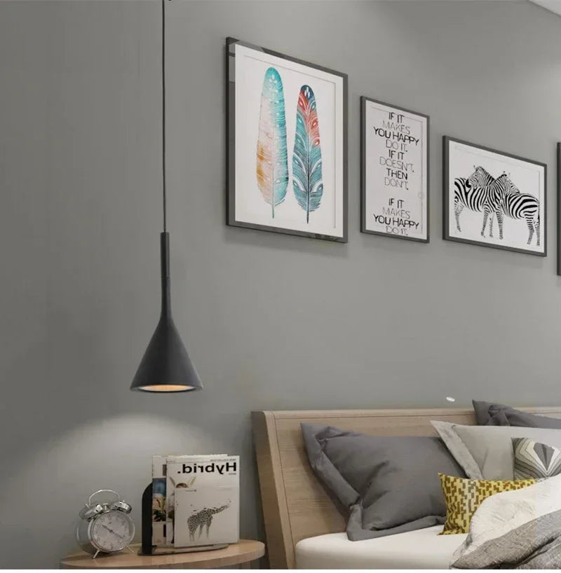 Modern LED pendant light in black and white E27 bedroom table dining room hanging light lampshade home cabinet suitable for