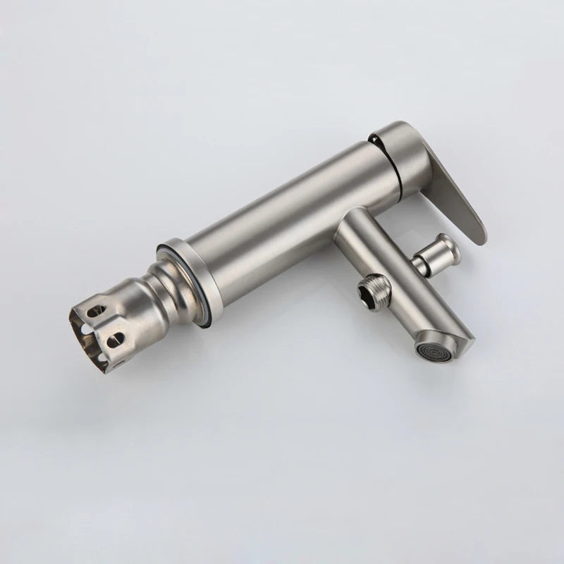 Bathroom Basin Faucet Stainless Steel Single Handle Sink Faucets Cold and Hot Water Mixer Bathtub Tap with Shower Set