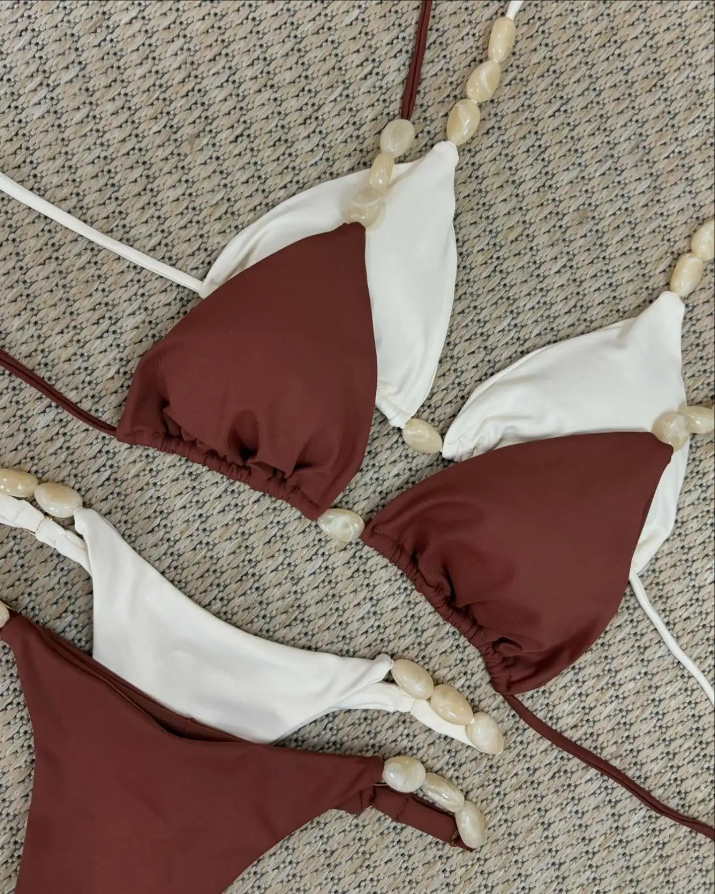 Sexy Bikini Swimwear Women Swimsuit Halter Bead Bikini Set Bathing Suit Two Piece Bikini Summer Beachwear