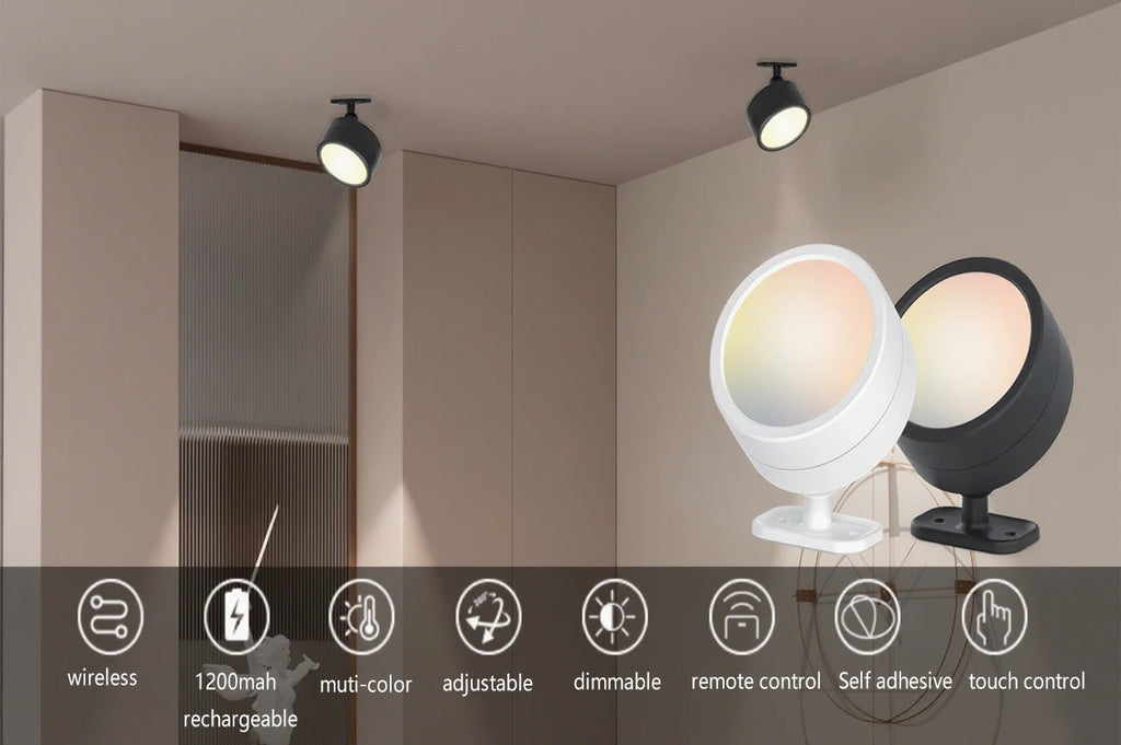 Modern Magnetic Wall Lights LED Wall Lamp 360° Rotation Wall Mounted Lights with Remote RGB Rechargeable Wall Sconce Room Decor