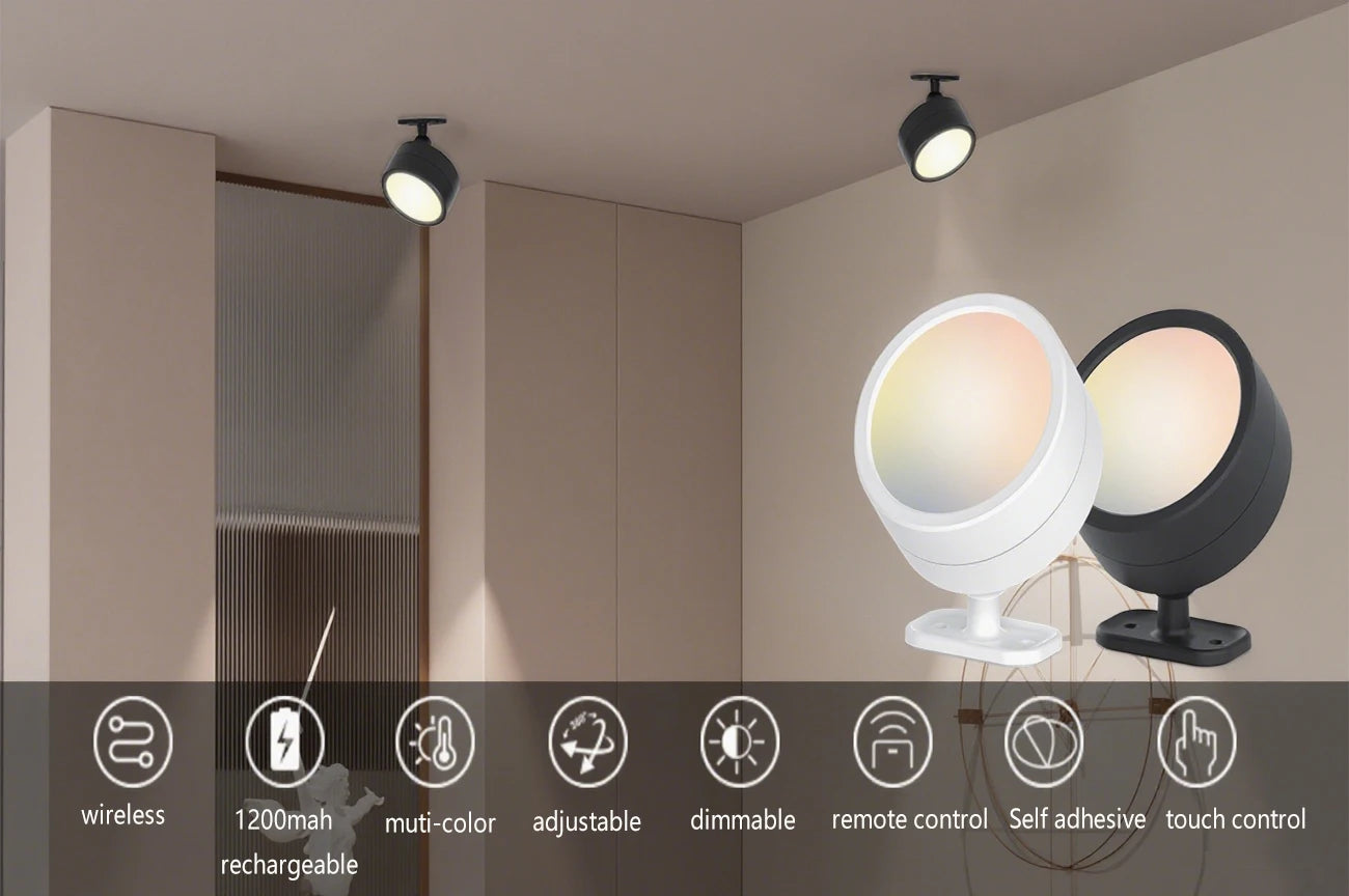 Modern Magnetic Wall Lights LED Wall Lamp 360° Rotation Wall Mounted Lights with Remote RGB Rechargeable Wall Sconce Room Decor