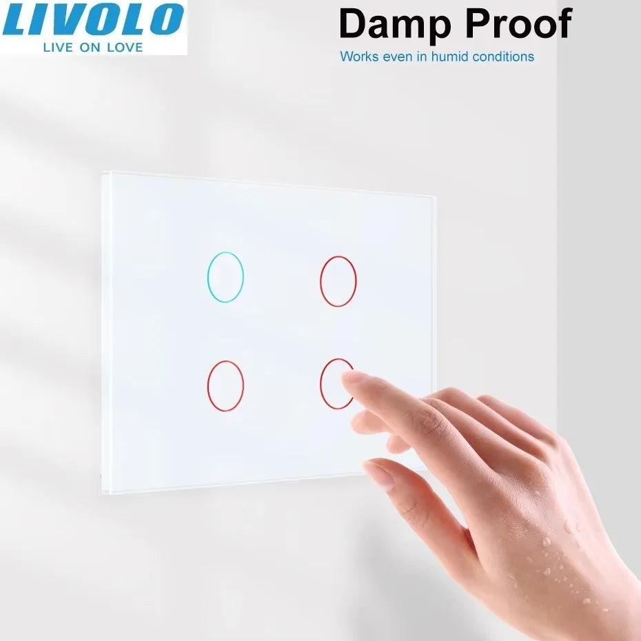 Livolo US/AU Standard Wall Touch Switch Crystal Glass Panel Touch Control Light Switch AC 110~250V/50~60Hz