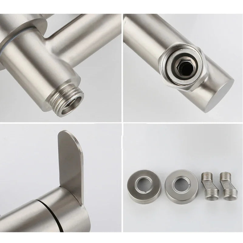 Stainless Steel Shower Mixer Faucet Shower Diverter Wall Mounted Bathroom Fixtures Ceramic Valve Core Universal Hot Cold Tap