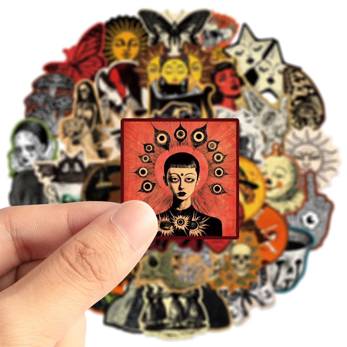 50Pcs Occult Celestial Creepy Stickers Gothic Moon Decals For Phone Scrapbook Suitcase Skateboard Guitar DIY Aesthetic Stickers
