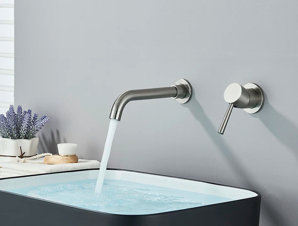 Brushed Gold/Black Basin Faucet Concealed Wall Mounted For Bathroom Faucets Bath Basin Sink Tap Bathtub Hot And Cold Water Mixer
