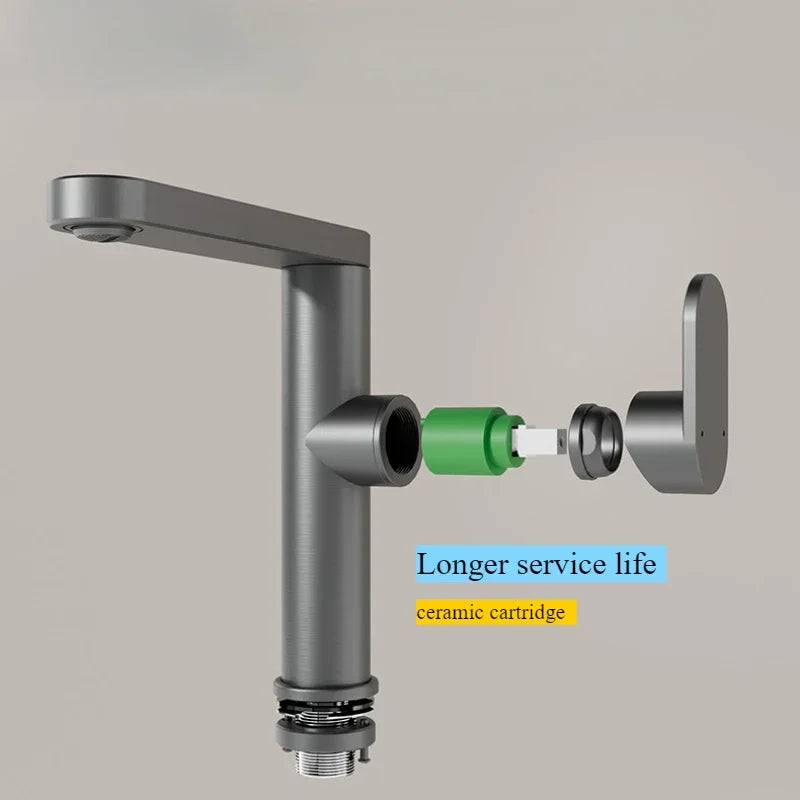Bathroom faucet, 360 ° rotatable hot and cold sink faucet, space aluminum material