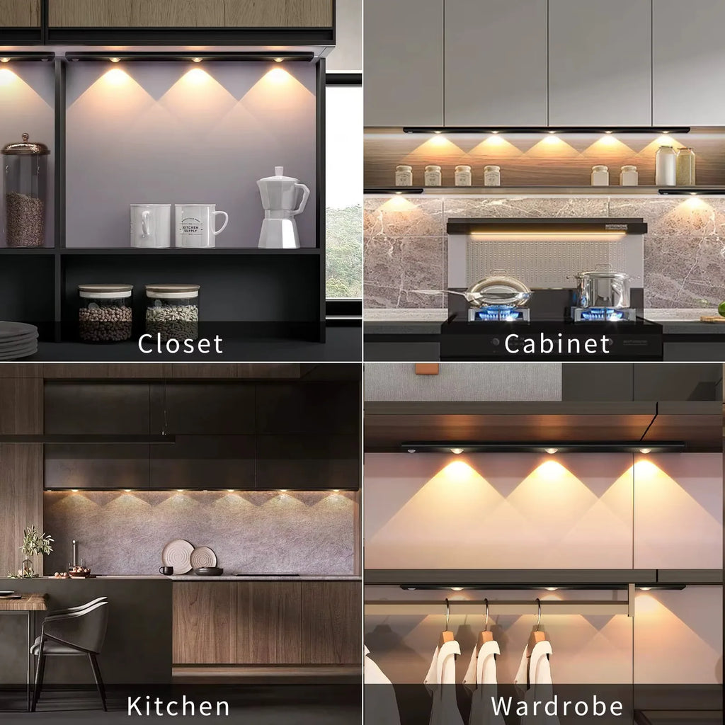 LED Ultra Thin Under Cabinet Lights Motion Sensor Night Light Wireless 3Color Dimmable For Kitchen Cabinet Bedroom Wardrobe Ligh