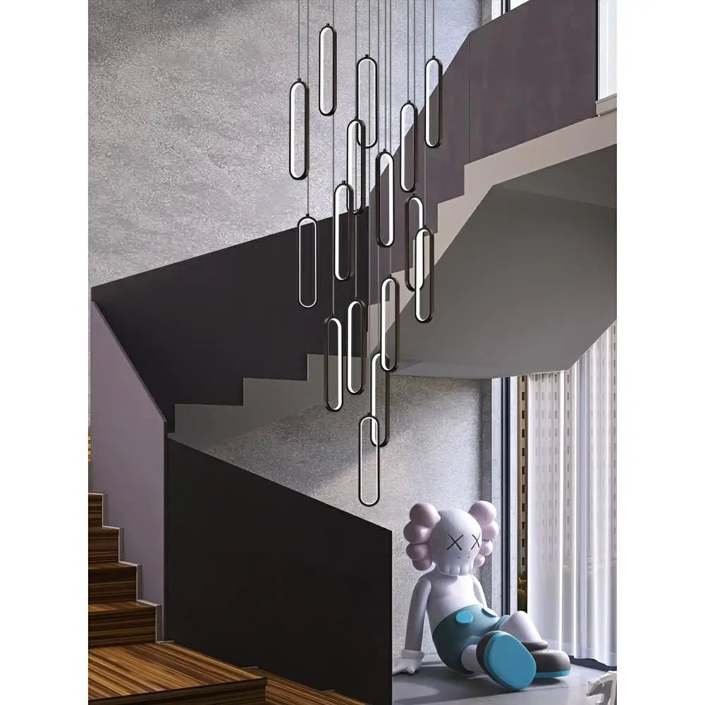 Modern Minimalist Pendant Light Nordic Living Room Kitchen Villa Loft Ceiling Hanging Light Indoor Staircase LED Long Chandelier