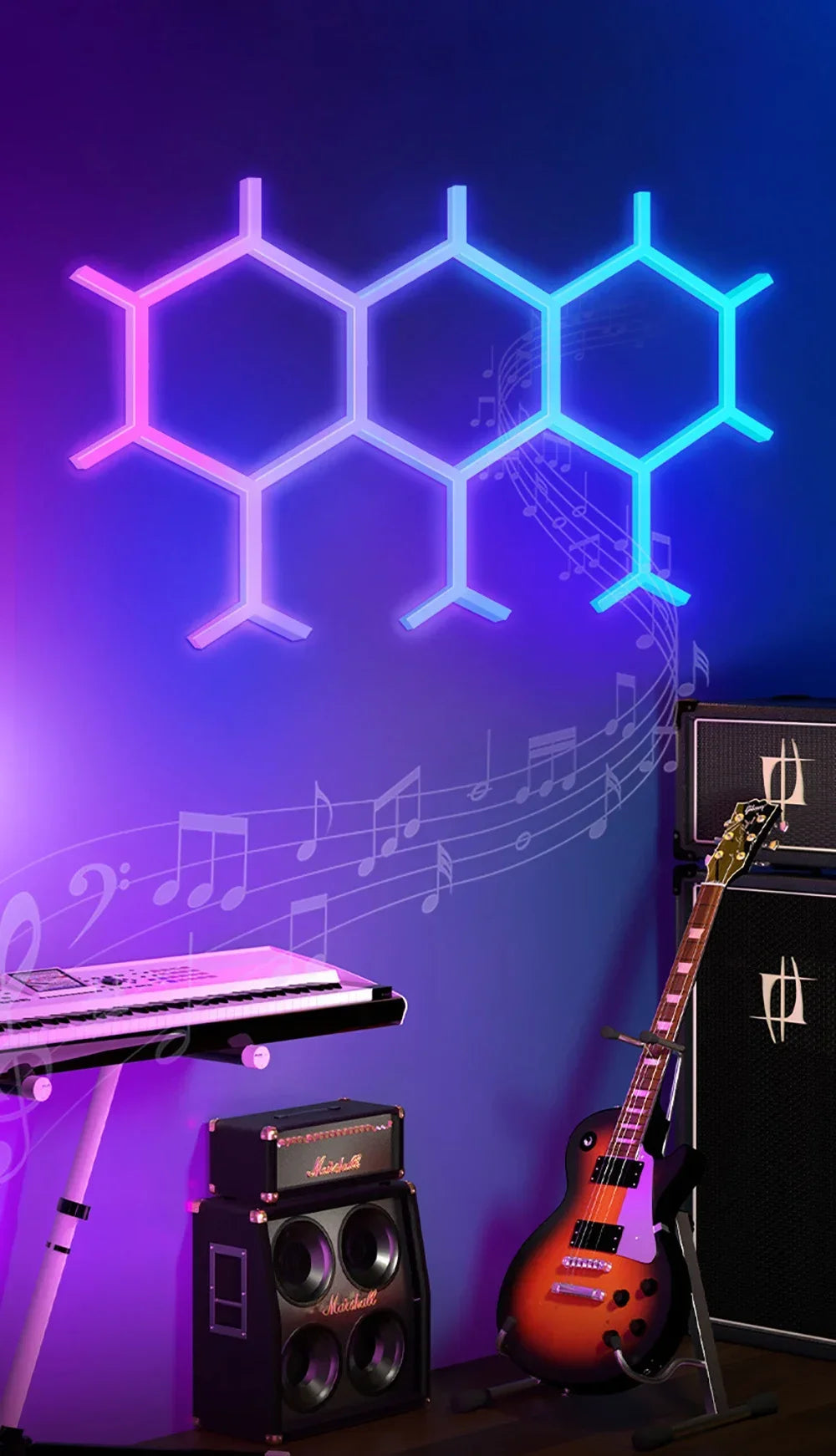 WIFI APP Smart Lamp Tuya Music Rhythm Control Splicing Ambient Quantum Lights LED Night Light for Game Room Bedroom Decoration