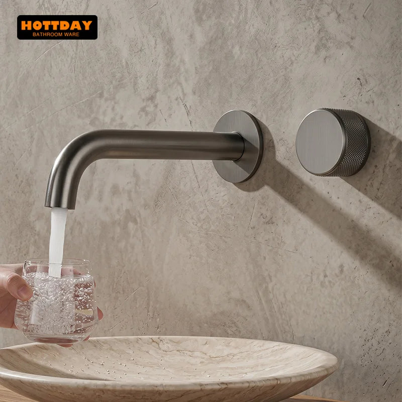 Wash Mixer Hot And Cold Water Wall Mounted Bathroom Basin Faucet Sink Tap Spout Bath Single Handle Ceramic Cartridge Crane