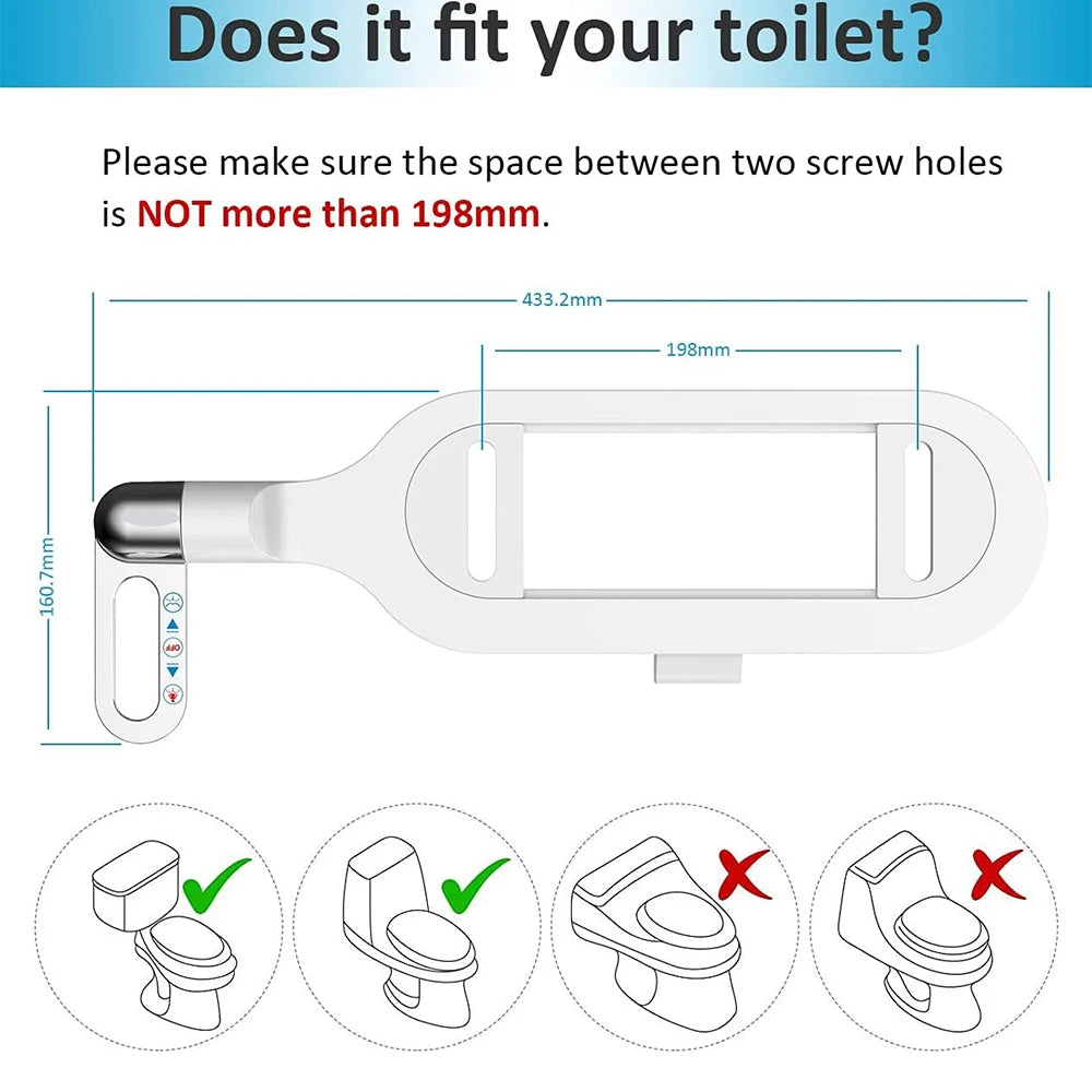 New Ultra-thin Bidet Attachment Fresh Water Sprayer Dual Nozzles Adjustable Water Pressure Self Cleaning Non Electric Bidet