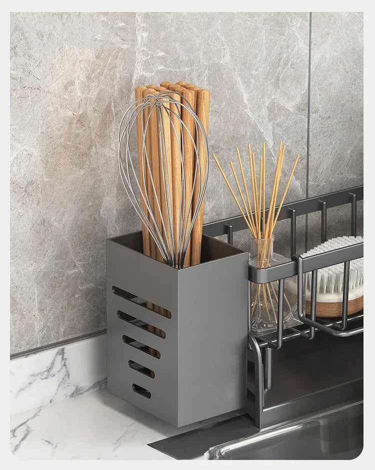 Kitchen Sink Drain Rack Organizer ABS Plastic Self-draining Sink Shelf Soap Sponge Holder Dishcloth Towel Rack Filter Basket