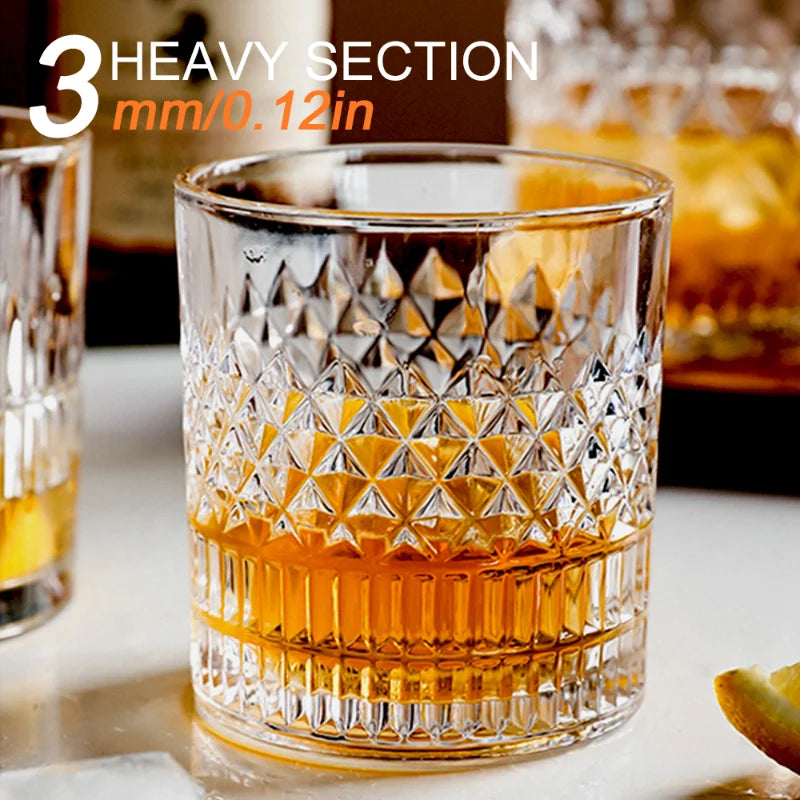 Whiskey Rocks Glass with Luxury Box - Set of 4pcs, 11 Oz Transparent Whiskey Glass for Scotch, Cocktail Drinks, Unique Gifts for