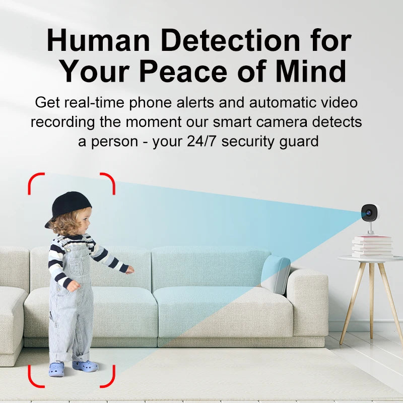 Smart Home Security Camera - 1080P WiFi Indoor Cam with Human Motion Detection, Auto Tracking, Night Vision & Audio Recording