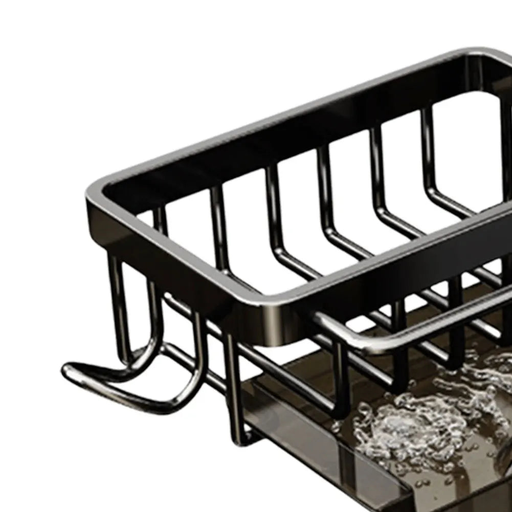 Kitchen Sink Faucet Organizer Aluminum Over Faucet Sink Caddy Organizer Multifunction Organizer Rack Work with Round Water Pipe