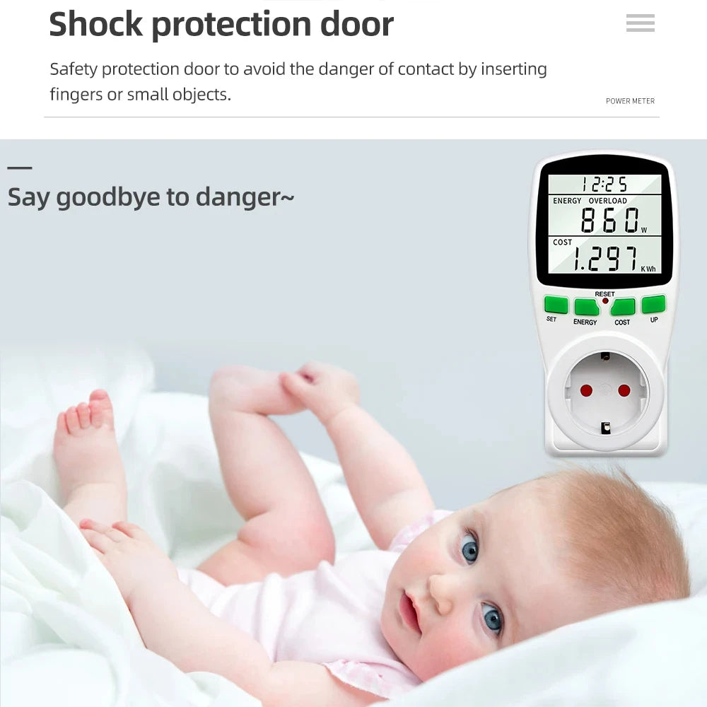 Electricity Power Meter Wattmeter LCD Energy Meter Socket Electric Tester Measuring Outlet Power Analyzer EU UK AU US FR
