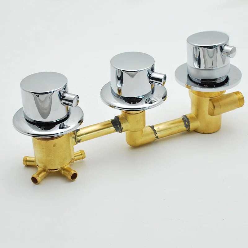 New Triple Handle Thermostatic Brass Shower Faucet Shower Room Auto Thermostatic Control Valve Mixer Tap  2/3/4/5 Way Diverter