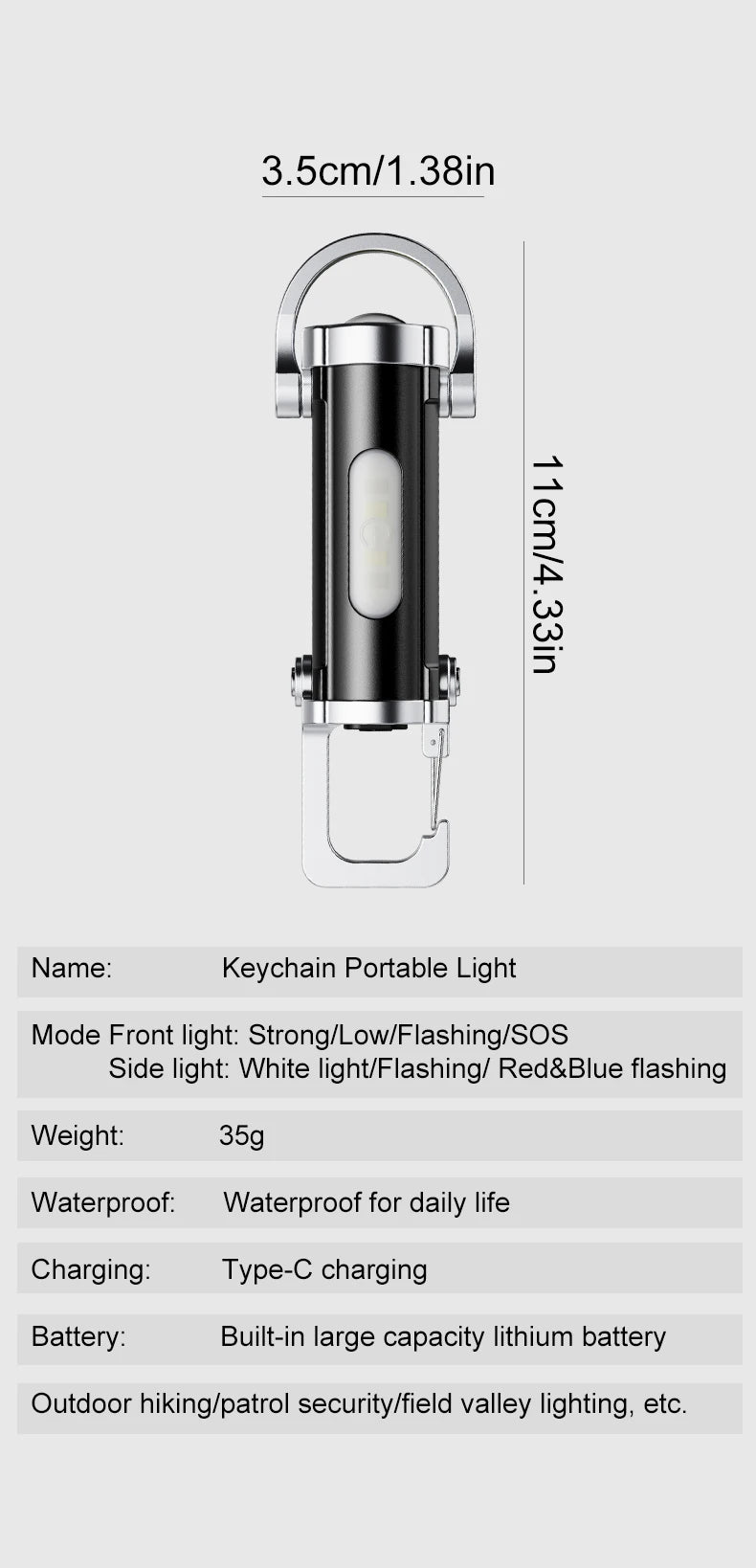 Camping Light Lightweight Handheld Torch  5 Lighting Modes Rechargeable Tent Lamp for Patio Climbing 8 Light Filaments