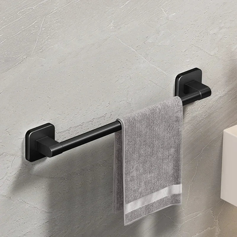 Self-Adhesive Towel Rack Bathroom Towel Holder Without Drilling Bathroom Black Corner Shelf Bar 50CM Bathroom Storage Towel Rail