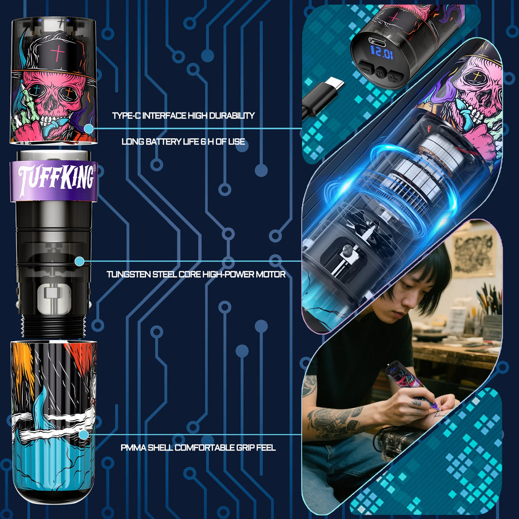 New polymer plastic shell power pen tattoo machine motor machine personalized pattern hot selling tattoo pen wholesale