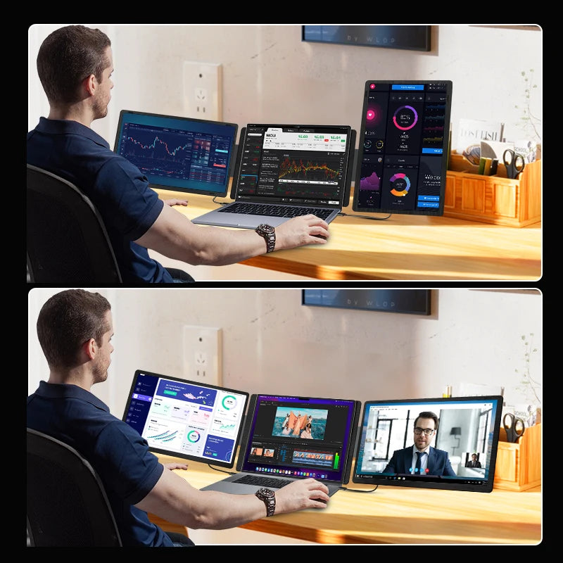 2026 Hot Horizontal and Vertical Detachable Screen Portable Monitor Display Compatible with 12-18.5 Inch  USB 3.1  Laptop