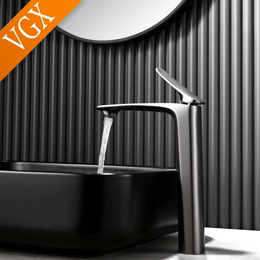 VGX Luxury Gold Bathroom Faucets High Basin Mixer Tall Sink Faucet Gourmet Washbasin Tapware Hot Cold Water Tap Brass Chrome