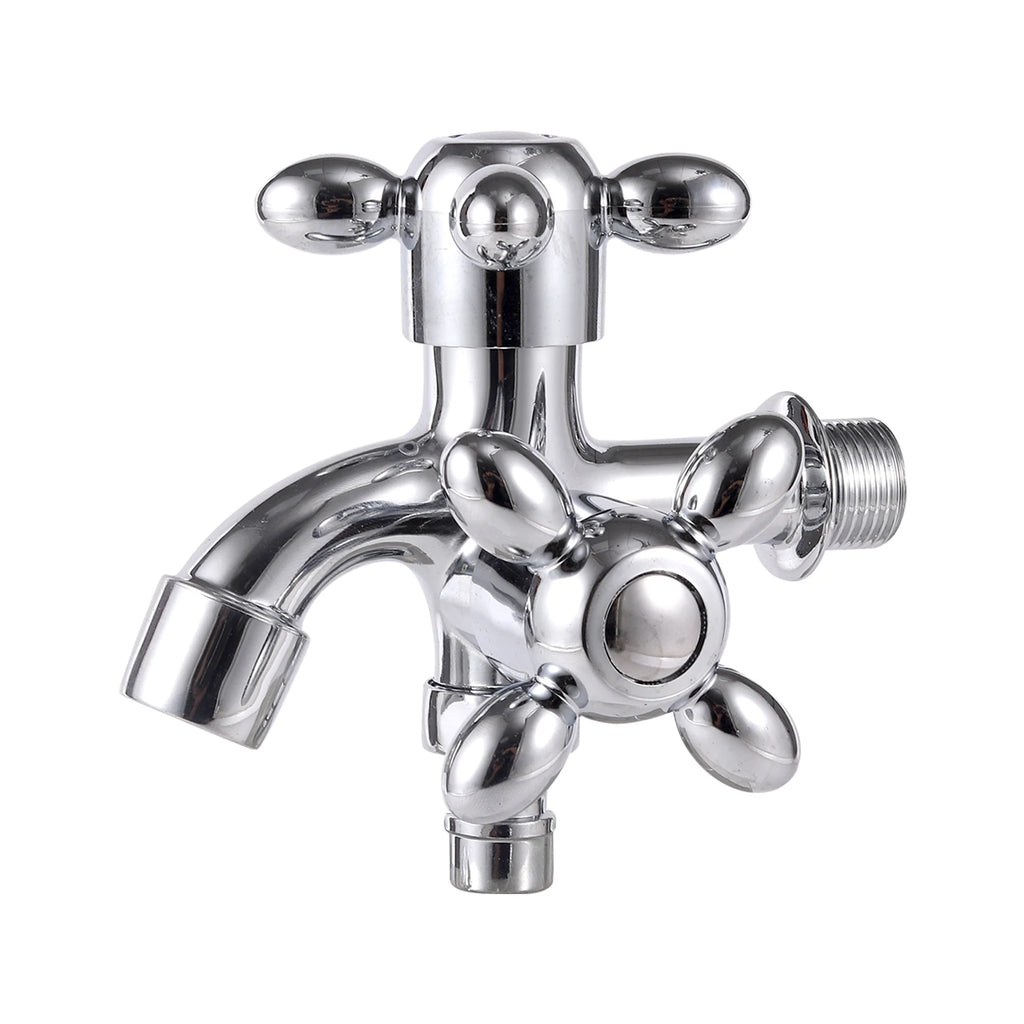 1/2" Dual Control Double Outlet Water Tap Universal Interface Plastic Faucet Home Tap Bathroom Hose Irrigation Quick Connector
