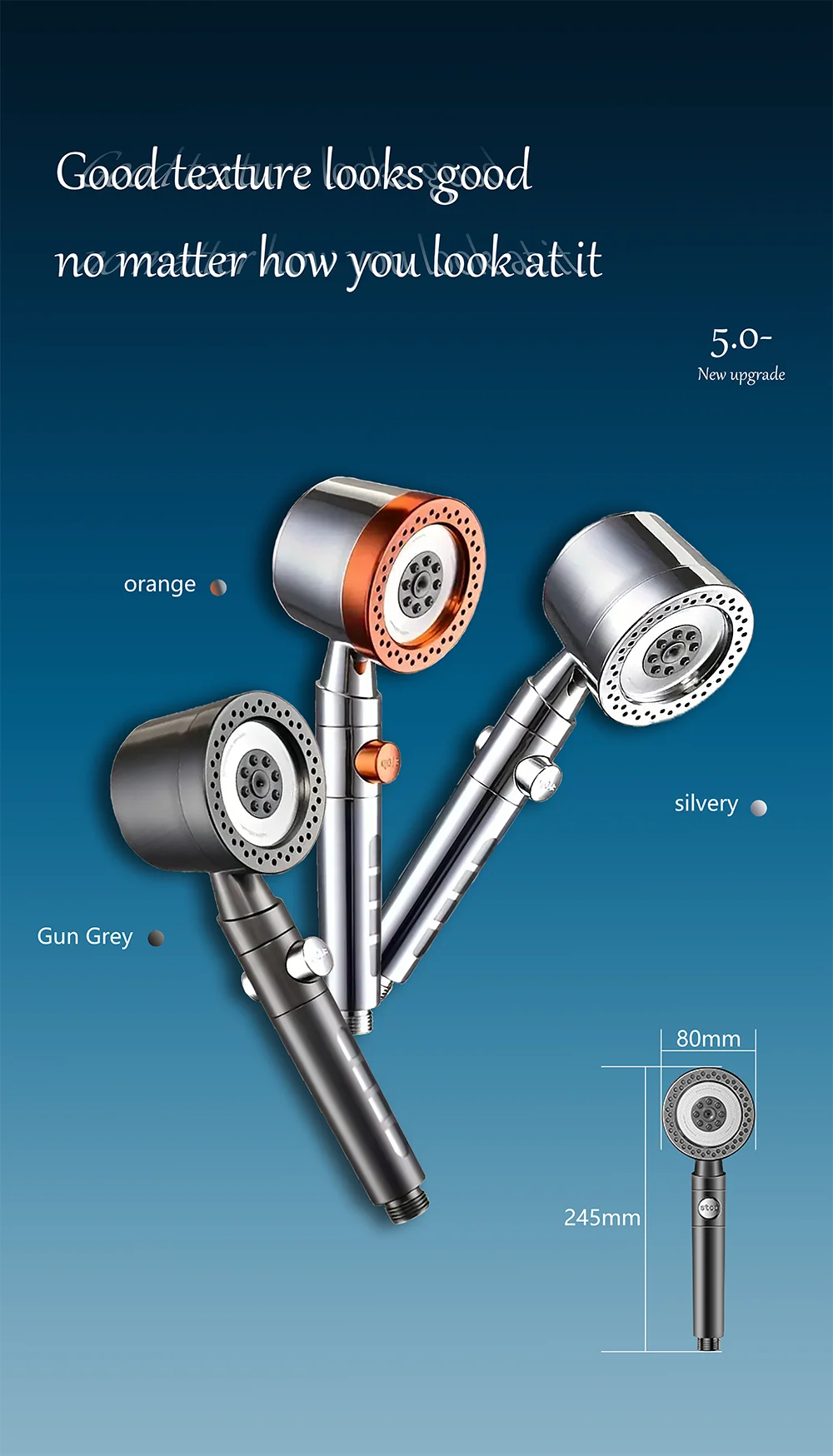 New High Pressure Water Saving Filter Shower Head 5 Modes Handheld Shower Head One Button Stop Bathroom Accessories Set