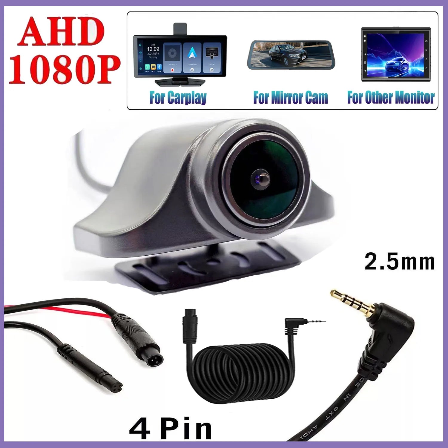 AHD1080P HD Rear Camera Night Vision IP68 Waterproof Cam  For Car DVR Wide Rearview Stream Media Dash Cam