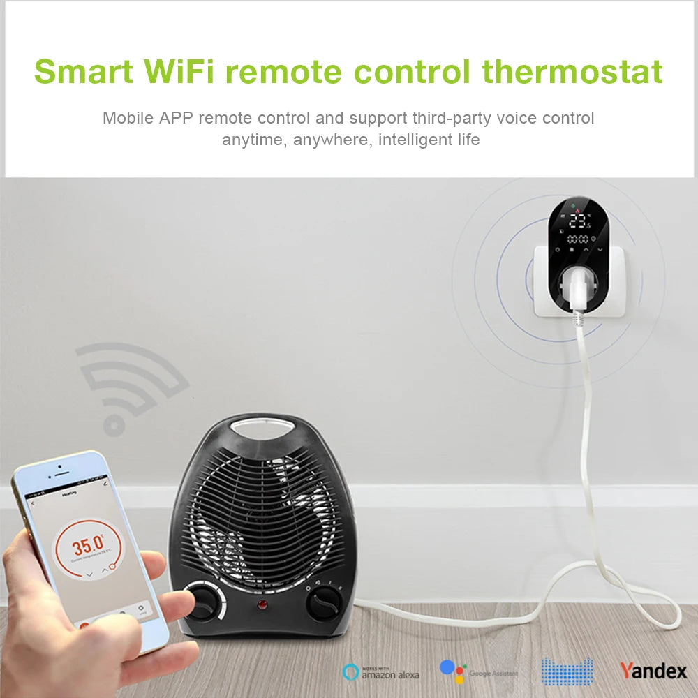 Tuya WiFi Smart Thermostat Socket APP Control Temperature Controller 16A 220V Digital Thermostat Switch EU Plug for Household
